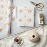 Cream Starfish Shells Beach Wedding Wrapping Paper<br><div class="desc">Cream Starfish Shells Beach Wedding</div>