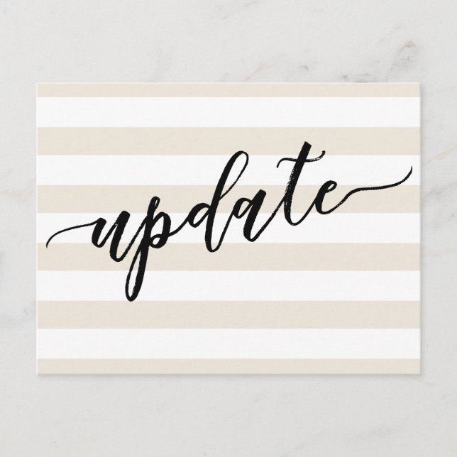 Cream Stripes Postponed Wedding Update Notice Postcard (Front)