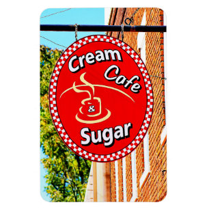 Cream & Sugar Cafe Restaurant Sign Magnet
