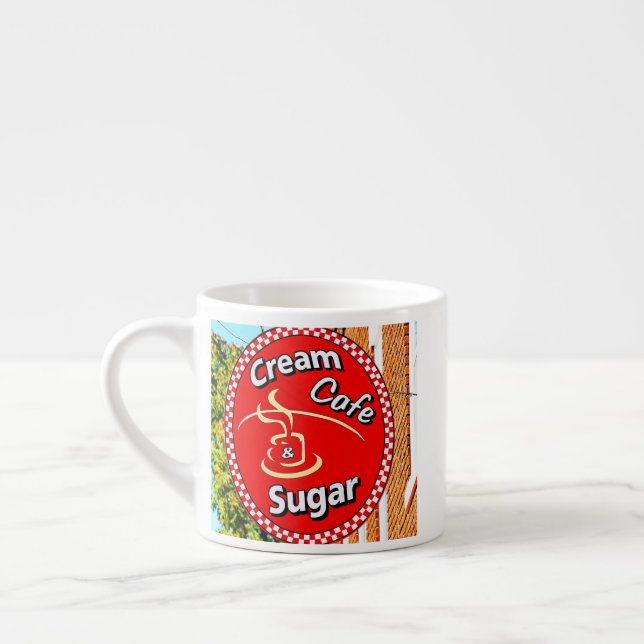 Cream & Sugar Cafe Sign Espresso Cup (Left)