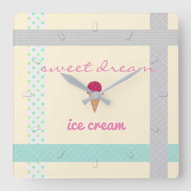 Cream Sweet Dreams Ice Cream Wall Clock (Front)