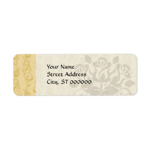 cream swirl damask return address label
