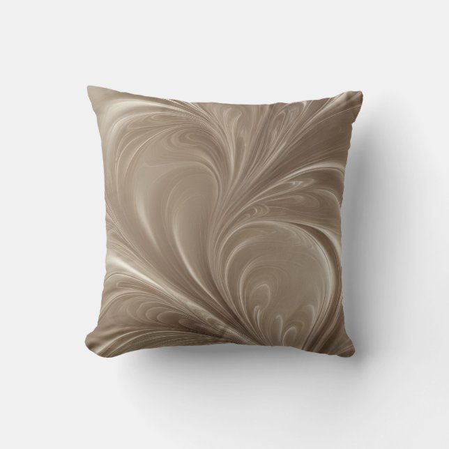 Cream Swirl - Soft Beige Abstract Flowing Design Cushion (Front)
