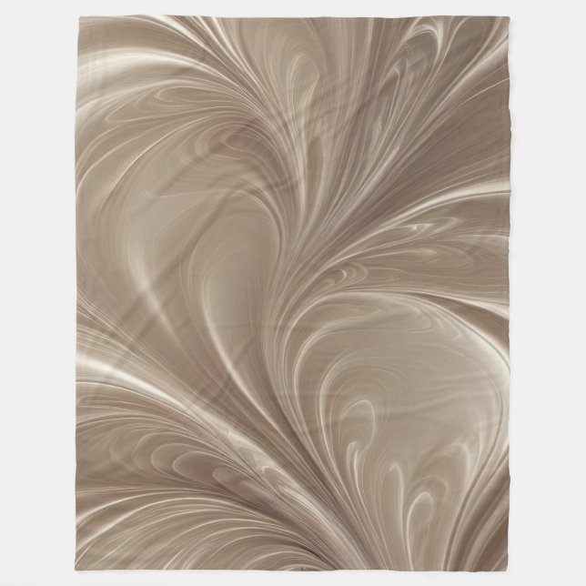 Cream Swirl - Soft Beige Abstract Flowing Design Fleece Blanket (Front)
