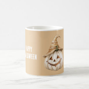 Cream Tan Hat Pumpkin Halloween Coffee Mug