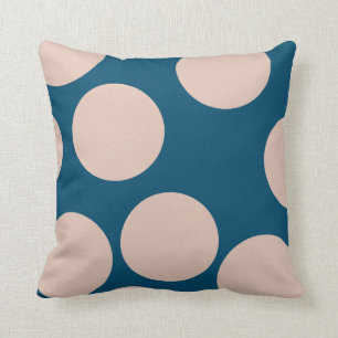 Cream Tan Polka Dots On Ocean Blue Cushion
