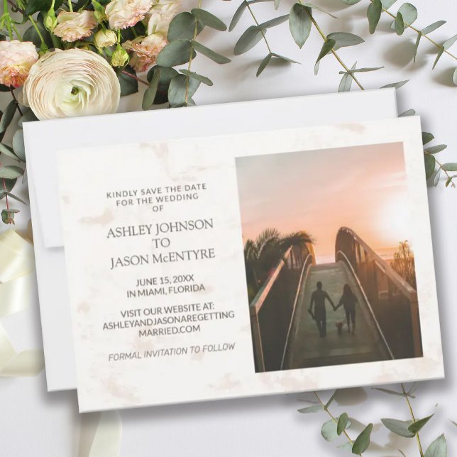 Cream Tan Wedding Photo Website  Save The Date (Creator Uploaded)