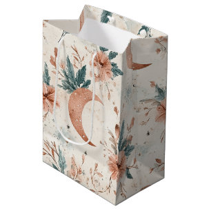 Cream Terracotta Crescent Moon Floral Celestial Medium Gift Bag