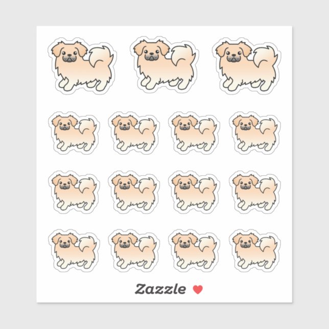 Cream Tibetan Spaniel Cute Cartoon Dogs (Sheet)