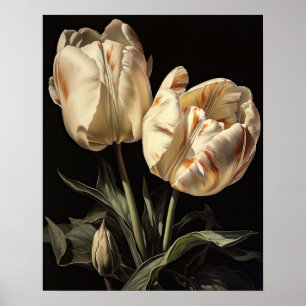 Cream Tulip Flowers Art Print Poster