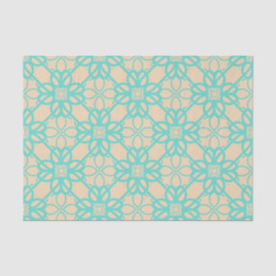 Cream Turquoise Modern Prairie Garden Folk Lattice Tissue Paper