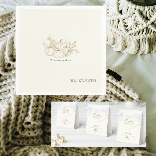 Cream Twins & Babies Make 4 Pumpkins Shower Napkin