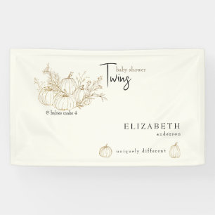 Cream Twins Little Pumpkins Baby Shower Banner