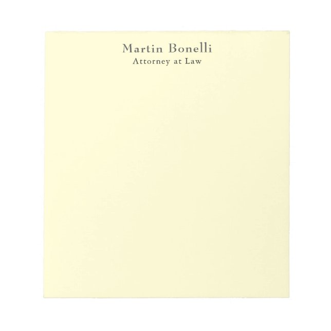 Cream Unique Classic Personalized Custom Own Name Notepad (Front)