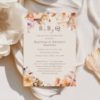 Cream Vintage Floral Fall Baby-Q BBQ Baby Shower