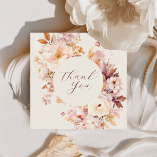 Cream Vintage Floral Fall Baby Shower Thank You Card