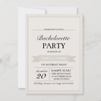 Cream Vintage Poster Bachelorette Invitation