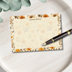 Cream Vintage Wildflower Modern Personalized Post-it Notes