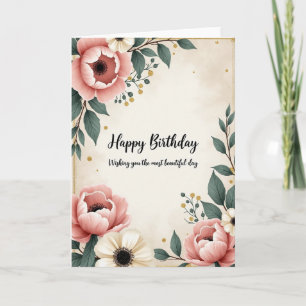 Cream Watercolor Birthday Card