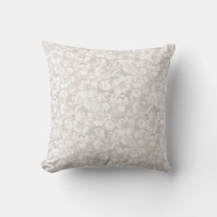 Cream watercolor flower blooms throw pillow