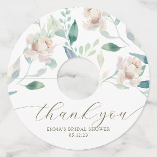 Cream Watercolor Thank You Floral Wine Glass Tags