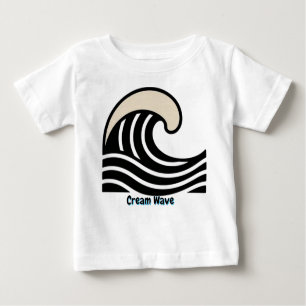 Cream Wave Crest on Black – Minimal Ocean Line Art Baby T-Shirt