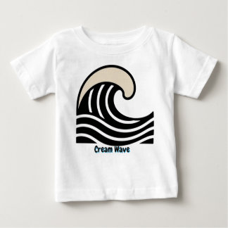 Cream Wave Crest on Black – Minimal Ocean Line Art Baby T-Shirt