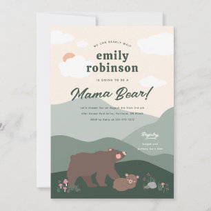 Cream We can Bearly Wait Mama Bear Baby Shower Invitation
