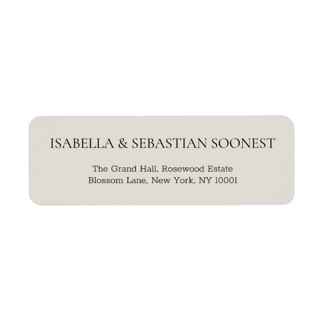 Cream Wedding Address Return Address Label (Front)