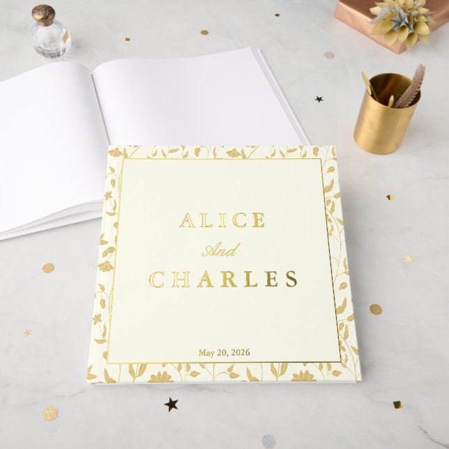 Cream wedding guest book  (Front Open)