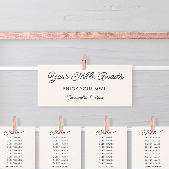Cream Wedding Hanging Seating Chart Header Card (Seating Chart Header Card from the Summer Beach Wedding Collection by Darling & May)