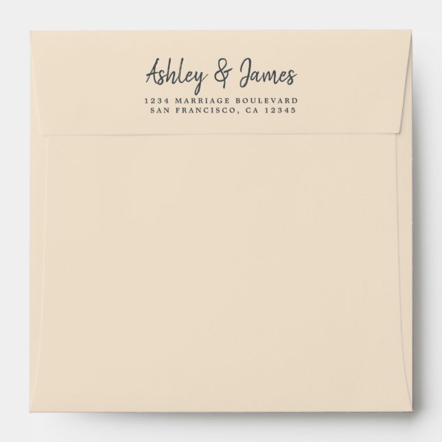 Cream Wedding Return Address Square Envelope (Back (Top Flap))