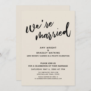 Cream We're Married Post-Wedding Reception Invitation
