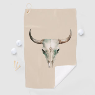 Cream Western Cowboy Bull Horns Golf Towel