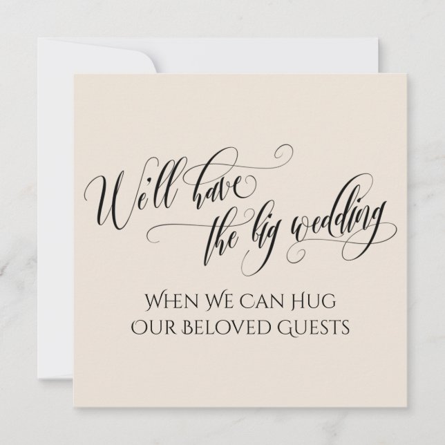 Cream When We Can Hug You Postponed Wedding Invitation (Front)