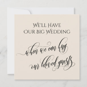 Cream When We Can Hug You Postponed Wedding Invitation