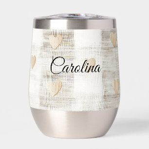 Cream White Beige Boho Hearts 