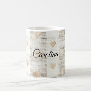 Cream White Beige Boho Hearts  Coffee Mug