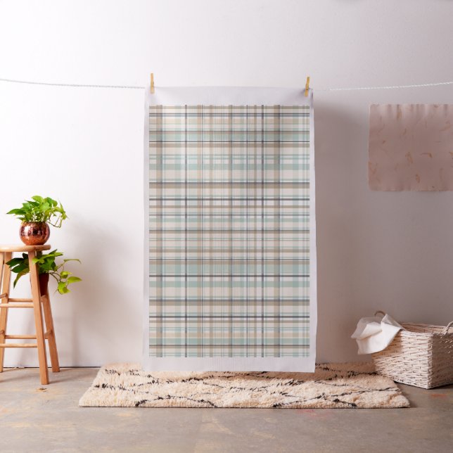 Cream, White, Blue, Brown Plaid Fabric (In Situ)