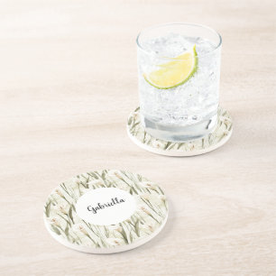 Cream White Calla Lily Floral Coaster