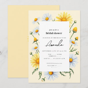 Cream White Chamomile Bridal Shower Invitation