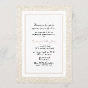 Cream & White Damask Wedding Anniversary Invite