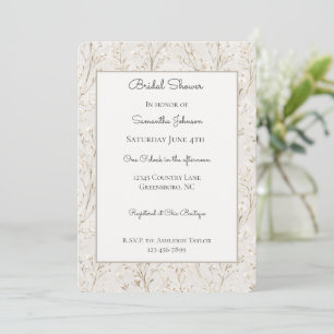 Cream White Floral Bridal Shower Invitation
