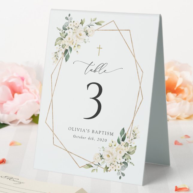 Cream White Flowers, Boho, Baptism Table Numbers (In SItu (Wedding))