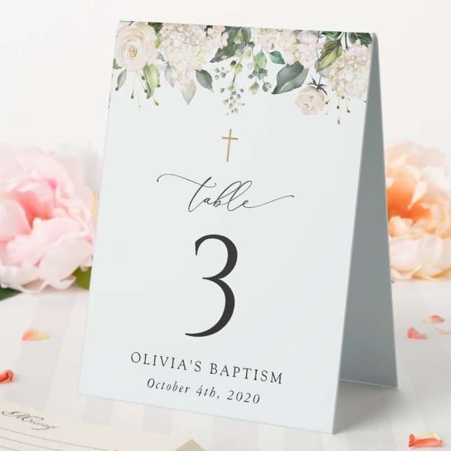 Cream White Flowers, Boho, Baptism Table Numbers (In SItu (Wedding))