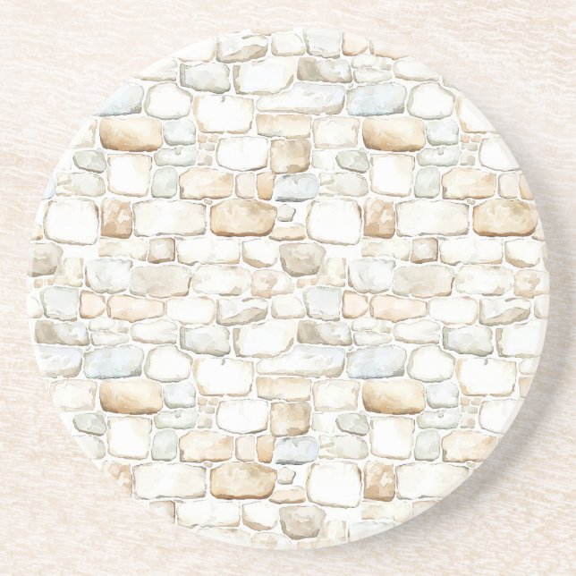 Cream White Grey Faux Stones Coaster (Front)