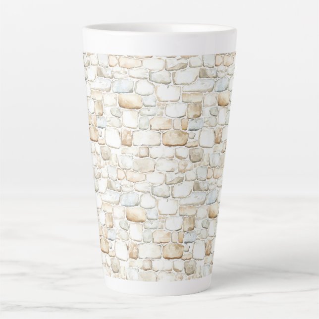 Cream White Grey Faux Stones   Latte Mug (Front)