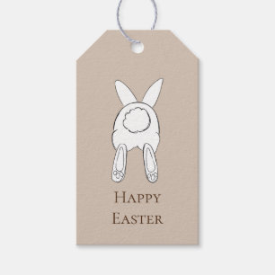 Cream White Happy Easter Bunny Gift Tags