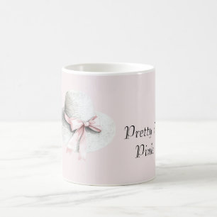 Cream White Hat Pink Bow Coffee Mug