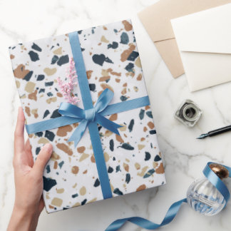 Cream White Modern Terrazzo Texture Pattern Wrapping Paper